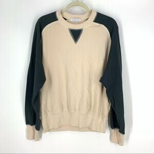 Daydreamer Tan Green Raglan Pullover Sweatshirt Small